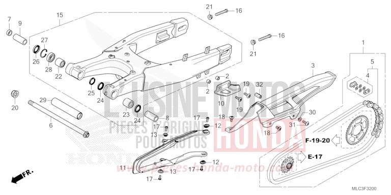 SWINGARM for Transalp 750 MAT IRIDIUM GRAY METALLIC (NHC64) from 2023